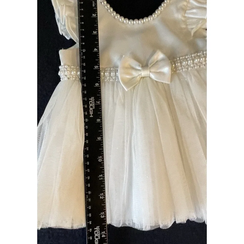Couture Princess Dress White Bling Baby Girls Size 6 Months Party Holiday Pearls